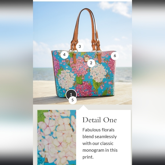 Hydrangea Monogram Nelly Tote nwt - Picture 2 of 9